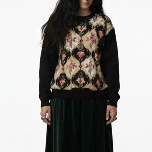 Vintage Margules Chunky Knit Floral Sweater Grandma Core Cottagecore